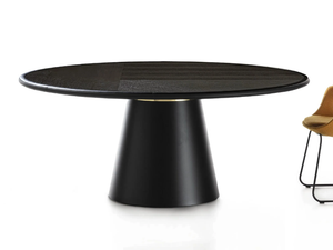 LOOP - Round tanned leather table - Table by ENRICO PELLIZZONI