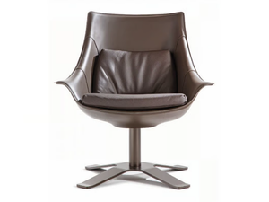 LULLABY - With 4-spoke base tanned leather easy chair with armrests - Armchair by ENRICO PELLIZZONI