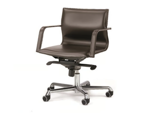 LYBRA - Height-adjustable tanned leather office chair with castors - Chair by ENRICO PELLIZZONI