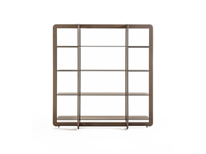 MUSA - Open freestanding tanned leather and crystal bookcase - Cabinet by ENRICO PELLIZZONI
