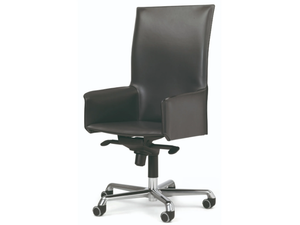 PASQUALINA - Swivel high-back tanned leather office chair with armrests - Office Chair by ENRICO PELLIZZONI