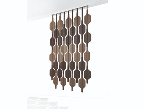 RO - Suspended divider in leather and wood - Screens by ENRICO PELLIZZONI