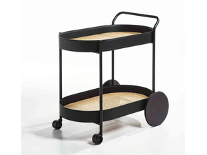 ROUTE - Tanned leather drinks trolley - Side table by ENRICO PELLIZZONI