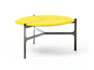 SYDNEY - Round tanned leather coffee table - Coffee table by ENRICO PELLIZZONI