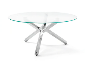 VERVE - Round Glass and Stainless Steel table - Table by ENRICO PELLIZZONI