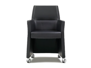 WEB - Upholstered tanned leather office chair with armrests - Office Chair by ENRICO PELLIZZONI