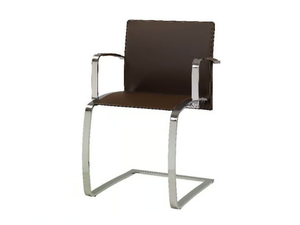 ZEN - Cantilever tanned leather chair with armrests - Chair by ENRICO PELLIZZONI