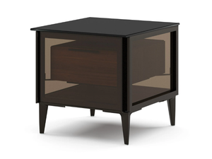 KALON - Rectangular wood and glass bedside table with drawers - Side table by Ersa