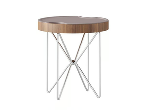KILIG - Round wood veneer coffee table with tray - Styling by Ersa