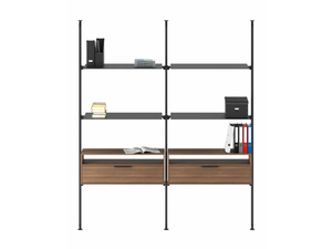 POLKA - Double-sided metal bookcase with veneered drawers - Cabinet by Ersa