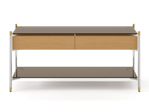 TUBE - Rectangular glass console table with drawers - Console by Ersa