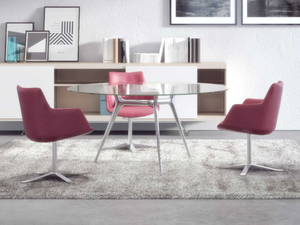 P016 - Round glass meeting table - Table by ESTEL GROUP
