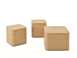 TURBANTE - Storage tanned leather pouf - Pouf by ESTEL GROUP