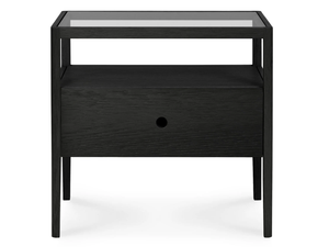 OAK BLACK SPINDLE - Rectangular oak and glass bedside table - Side table by Ethnicraft