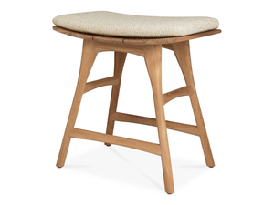 OSSO - Upholstered teak garden stool with footrest - Stool by Ethnicraft