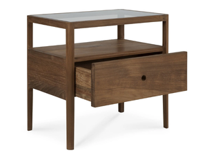 RECLAIMED TEAK SPINDLE - Rectangular teak bedside table with drawers - Side table by Ethnicraft