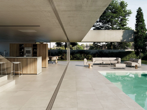 ÓPERA IVORY - Porcelain stoneware flooring with concrete effect - Floor tile-stone by Exagres