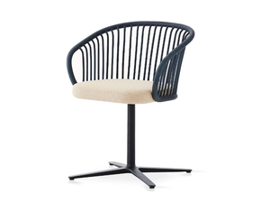 HUMA - Swivel with 4-spoke base rattan chair with fabric integrated cushion - Chair by EXPORMIM