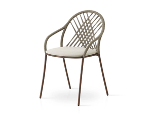 PETALE - Stackable stainless steel and rope garden chair with armrests - Chair by EXPORMIM