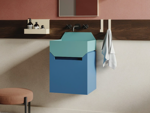 FRIEZE ONE LOW CONSOLE - Single wall-mounted vanity unit - Washbasin cabinet by Ex.t