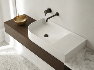 NOUVEAU - Rectangular Livingtec® washbasin with integrated countertop - Washbasin by Ex.t