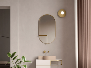 NOUVEAU SHELF - Oval wall-mounted mirror with shelf - Sanitary accessories by Ex.t
