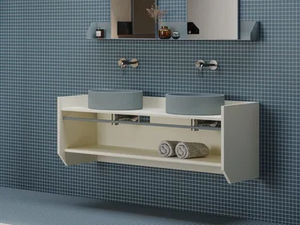 SWING - Double wall-mounted vanity unit with towel rail - Washbasin cabinet by Ex.t