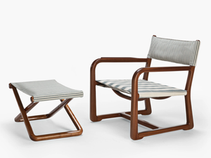 LPIDC02 - Garden mahogany and fabric easy chair with armrests - Armchair by Exteta