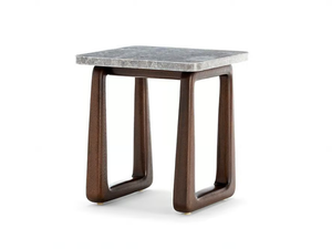 LPIDC07 - Low mahogany garden side table with marble top - Side table by Exteta
