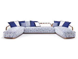 SUNSET BASKET - Sectional mahogany and fabric garden sofa - Sofa by Exteta