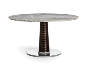 SUNSET - Round marble and mahogany garden table - Table by Exteta