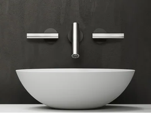 CILINDRO - 3 hole wall-mounted stainless steel washbasin tap - Tap by FALPER