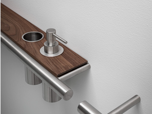 CILINDRO - Stainless steel and wood towel rack / bathroom wall shelf - Sanitary accessories by FALPER