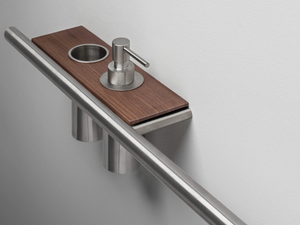 CILINDRO - Stainless steel and wood towel rack / bathroom wall shelf - Sanitary accessories by FALPER