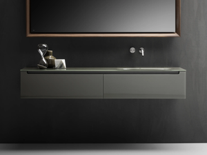 EDGE - Wall-mounted glass vanity unit with drawers - Washbasin cabinet by FALPER