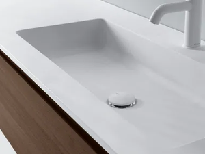 FLAT - Ceramilux® washbasin with integrated countertop - Washbasin by FALPER