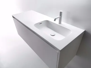 MINI ROUND - Cristalplant® washbasin with integrated countertop - Washbasin by FALPER