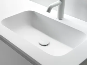 MINI ROUNDLUX - Ceramilux® washbasin with integrated countertop - Washbasin by FALPER