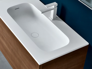 ROUND - Cristalplant® washbasin with integrated countertop - Washbasin by FALPER