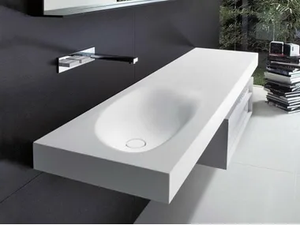 SHAPE H10 - Wall-mounted Cristalplant® washbasin with integrated countertop - Washbasin by FALPER