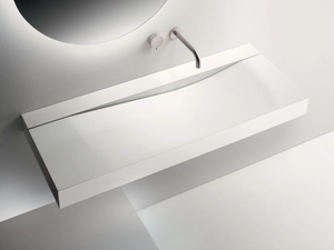 WAVE - Wall-mounted rectangular Cristalplant® washbasin - Washbasin by FALPER