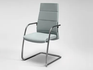 TRENDY FIRST CLASS - Cantilever leather reception chair with armrests - Chair by FANTONI