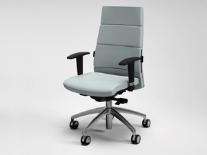 TRENDY FIRST CLASS - Leather office chair with armrests with 5-Spoke base - Office Chair by FANTONI