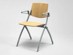 ZERO9 - Folding wooden training chair with armrests - Chair by FANTONI