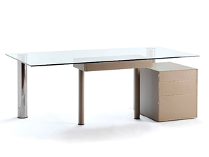 ABACO - Glass and steel writing desk with drawers - Desk by Fasem