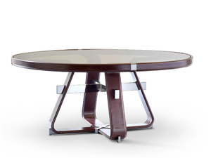 ANTIMO - Round tanned leather dining table - Table by Fasem