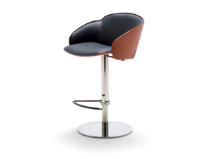 ELECTA - Leather stool with footrest with gas lift - Stool by Fasem
