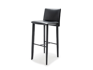 RELAIX - High tanned leather stool with back - Stool by Fasem