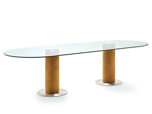 ROLLING - Oval glass dining table - Table by Fasem