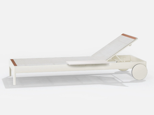 SOLARIS - Sunlounger in painted aluminium and Batyline fabric with castors and small table - Table by FAST